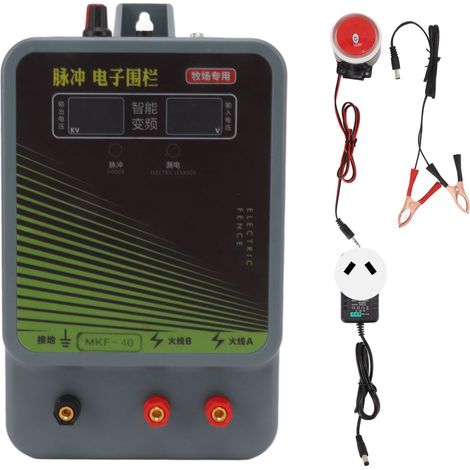 Energiseur de Clôture Électrique 40km avec Alarme, Haute Tension pour Basse-Cour - Protection contre les Animaux Sauvages - 100-240V Prise AU (1/5)