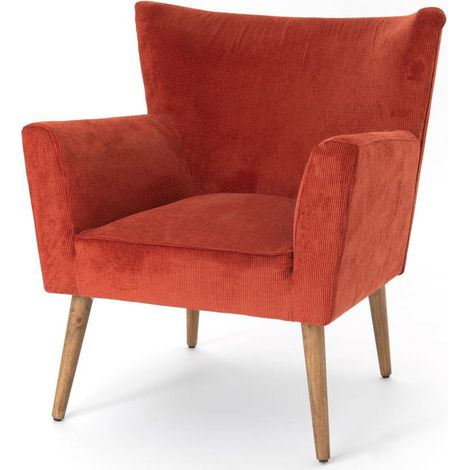Amadeus - Fauteuil en velours côtelé terracotta Léon (1/5)
