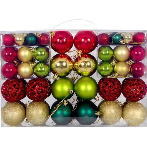 Weihnachtskugeln mit Aufhängeringen, ideal zum Aufhängen von Dekorationen, Packung mit 100 Weihnachtskugeln (1/4)