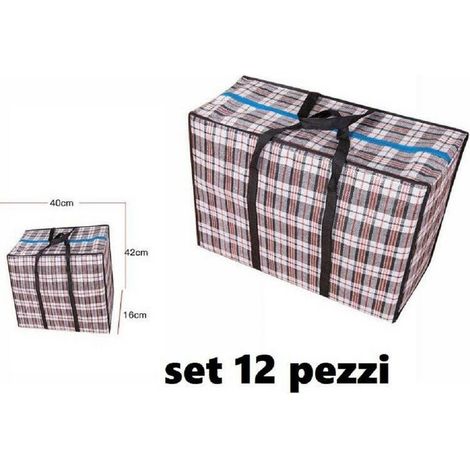 TrAdE Shop Traesio - Set 12 Pezzi Buste Borse Per La Spesa Shopping Bag Shopper 40 X 42 X 16 Cm -