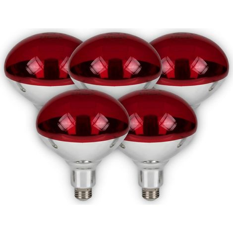 Ampoule Chauffante 150W E27, Lampe Infrarouge Rouge pour Terrarium, Chiens, Thérapie de Chaleur, Lampe Chauffante Animaux (Pack 5) (1/3)