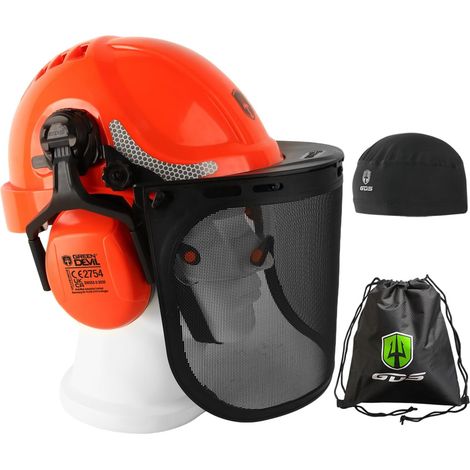 Chainsaw Protective Helmet Safety Helmet Double Eye Protection 4 in 1 Impact Resistant Comfortable Work Helmet (1/5)
