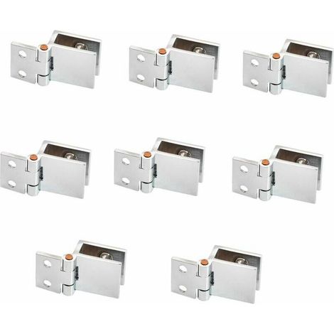 royaluxe- Lot de 8 charnières de porte en verre - 5 mm - 8 mm - Réglables - Pince simple pour armoire - Charnières de porte en verre - Fixation murale (1/5)