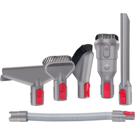 Le kit d'accessoires en 6 pièces est compatible avec les aspirateurs Dyson V7, V8, V10 et V11 et comprend un embout de tuyau rétractable, une tête de brosse pour matelas, une tête de brosse rigide et 
