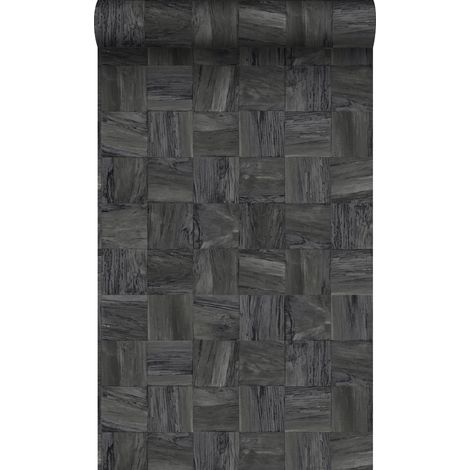 papier peint morceaux carrés de déchets de bois noir - Origin Wallcoverings (1/5)
