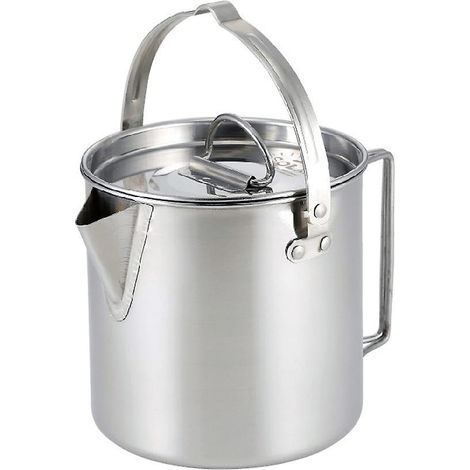 Zusammenklappbarer 1,2-Liter-Wasserkocher aus Edelstahl für Camping, zum Aufhängen, als tragbare Kaffeekanne und für Picknicks