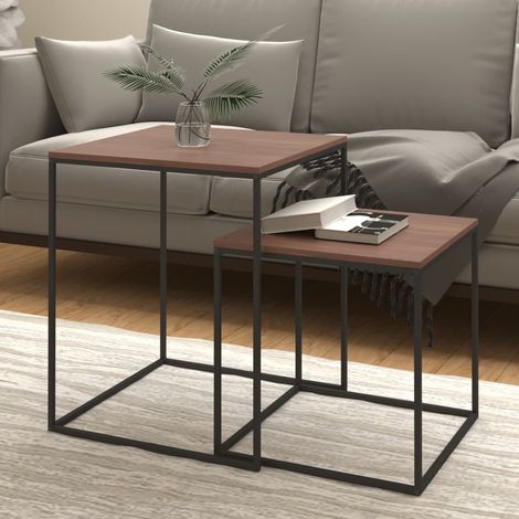 vidaXL Set di Tavolini 2 pz in Legno Multistrato e Metallo