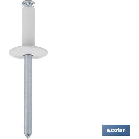 Pack de 250 unités rivet fleur tête large blanc 4,8 x 20 mm