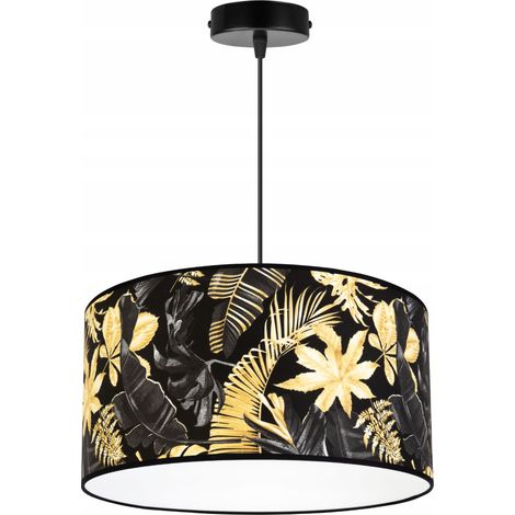LÁMPARA DE TECHO COLGANTE, PANTALLA, FLORES DORADAS, LED (1/5)
