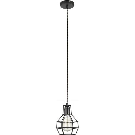 Italux Constantin - Lampada a sospensione industriale e retrò nera 1 luce, E27
