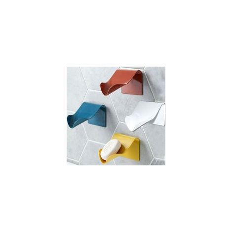 Porte-Savon pour Cuisine Salle de Bains Douche, Boîte à Savon Range-Savon Support de Savon Auto-drainant Plastique Mural(Blanc + Bleu + Jaune + Rouge, 4)