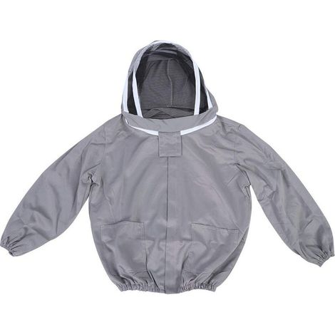 Veste apiculture – voile maille double fermetures – grise – anti-moustiques – pêche plein air (1/5)