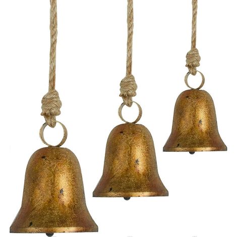 3 horloges de Noël rustiques faites main, pendules vintage en fer avec corde de jute, 3 tailles d'horloges anciennes porte-bonheur (1/5)