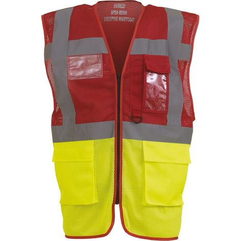 Gilet da lavoro alta visibilità Yoko Top Cool "Management" Rosso / Giallo XXXL