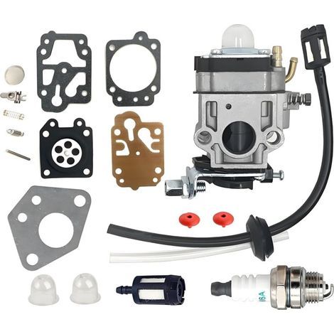 Hippotech MP15 Carburetor Brushcutter 52cc 43cc 49cc Carb Kit with Gasket, Hose, Spark Plug and Fuel Filter Carburetor Repair Kit (1/5)