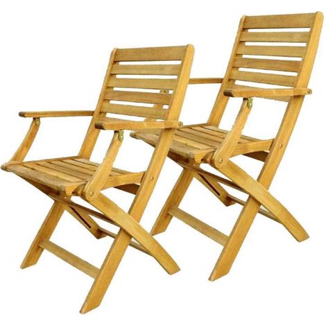 COPPIA SEDIE SEDIA LEGNO ACACIA GIARDINO ESTERNO CON BRACCIOLI cm 52x53x85h 384