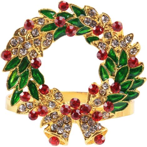 Lot de 8 ronds de serviette en forme de couronne pour Noël et Thanksgiving. (1/5)