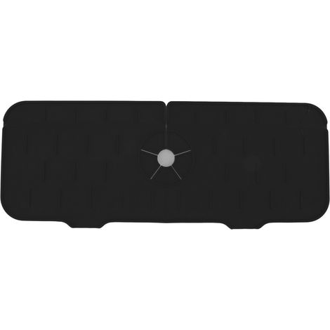 Tapis de robinet en silicone sans BPA, réutilisable et durable, anti-éclaboussures, pour égouttoir d'évier de cuisine ou de salle de bain, noir. (1/5)