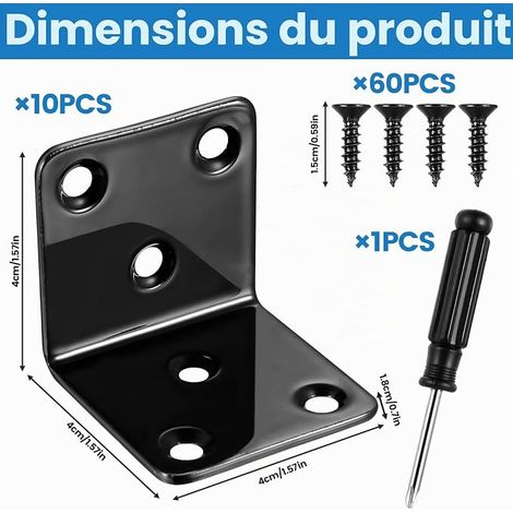Metal Brackets 90° 40 x 40 mm Black (1/4)
