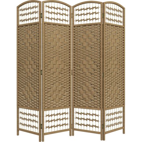 Biombo séparateur d'ambiance 4 panneaux plissés Cuerda de Papel Naturel 160x170cm