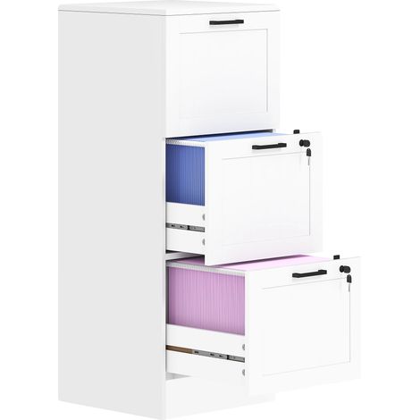 Archivador de MDF de alta calidad, 76 cm de altura, cajones con cerradura, rieles ajustables, kit antivuelco. (1/5)