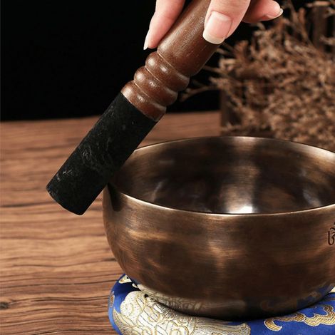 Maillet pour Bol Chantant, Maillet en Bois de Pêche Ergonomique pour Méditation et Yoga avec Son Harmonieux, Accessoire pour Bols Tibétains et Gongs (1/5)