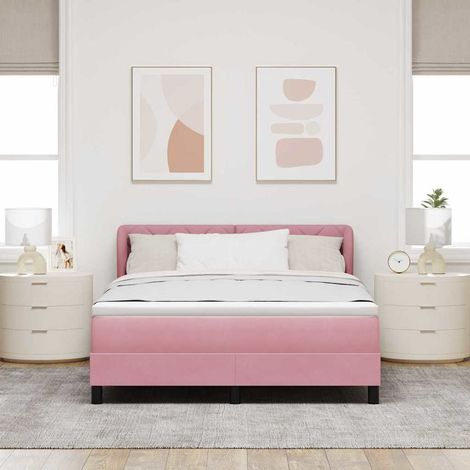 vidaXL Cama tipo Box Spring con cabecera Rosa 140 x 190 cm Terciopelo (1/5)