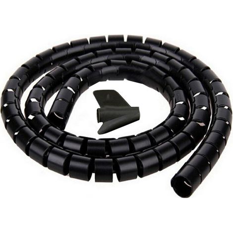 Cache Cable, 2m Gaine Souple Electrique Cable Management pour Ranger ou Cacher les TV PC Câbles, Gestion des Câbles pour Maison et Bureau, 2m - ∅16mm, Noir