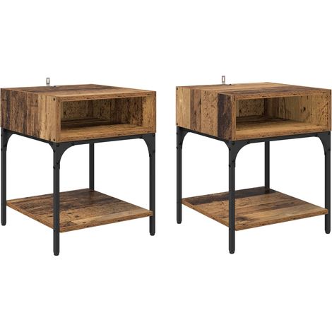 Maison Exclusive - Comodino 2 pcs Legno vecchio 40 x 40 x 50 cm Legno multistrato