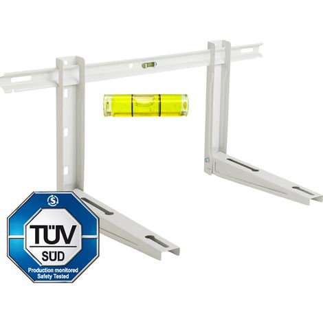 Staffa supporto per unità esterne condizionatori, certificata TUV,con BARRA per regolazione e livella, portata massima a coppia 100kg