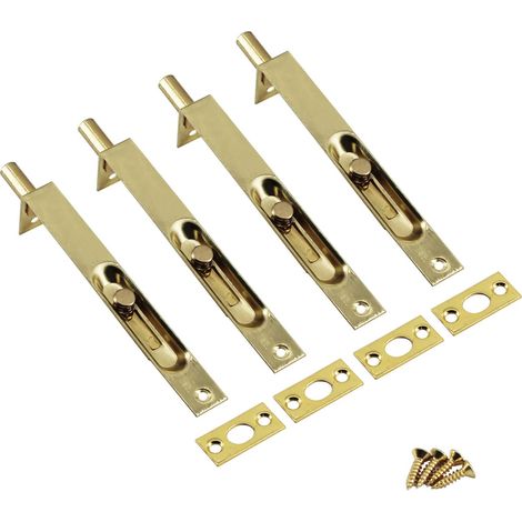 Verrou de porte en acier inoxydable de 20,3 cm avec vis dorées (4 pièces) (1/5)