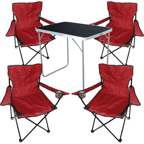 5-tlg Campingsessel rot + Campingtisch-MMC330871B+4xMPO2455 (1/5)