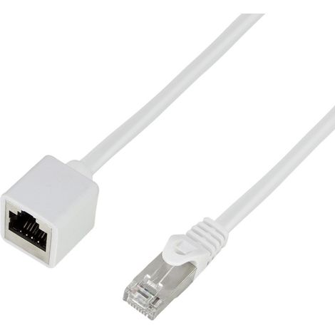 LogiLink CQX031S RJ45 Patchkabel CAT 6a S/FTP 1.00 m Weiß Flammwidrig, Halogenfrei, Geflechtschirm 1 (1/5)