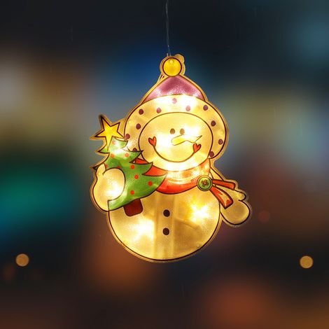 Silhouette Lumineuse Noël - Silhouette Métallique LED avec Piles - Pour Fenêtre Porte Miroir Verre - Lot de 3 (Père Noël Renne Bonhomme de Neige) (1/4)