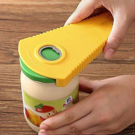 Ouvre-bocal pour mains faibles, ouvre-bouteilles, outil de cuisine multifonction 5 en 1 pour bocaux et canettes, prise en main adaptée aux personnes âgées et aux personnes souffrant d'arthrite. (1/5)