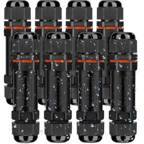 Raccord Électrique Étanches IP68, Connecteur de Câble Électrique Boîte de Derivation Étanche Éxterieur 3 Fils, Domino Etanche Boîte de Jonction pour Câble Ø 1 à 13 mm (8 Pcs), Polycarbonate