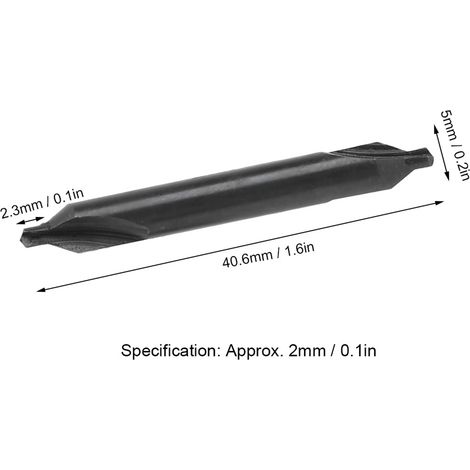 Foret de centrage de 2 mm pour acier à moules de type A, acier inoxydable, centre d'usinage spécial, foret de positionnement et de centrage en spirale entièrement rectifié (1/5)