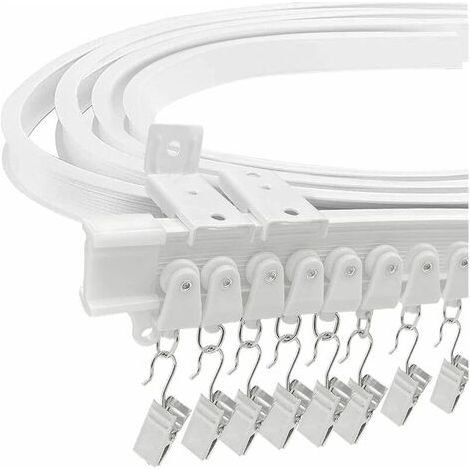 LUCKY-88 Tringle à rideaux, Rail de rideau de plafond flexible pour baie vitrée, environ 5 m, pliable courbe support mural en plastique robuste pour séparateur de chambre (1/5)