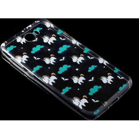 Coque arrière souple pour Huawei Y6 II - Motif licornes - Transparente - Étui de protection (1/3)