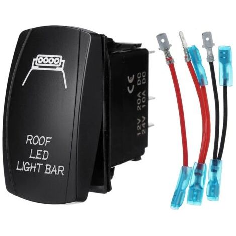 Barre lumineuse LED de toit avec interrupteur à bascule - Lumière bleue - 5 broches - 12 V 24 V - Pour voiture, bateau, camion, VTT, UTV (1/5)