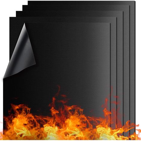 Alfombrillas para barbacoa (5 piezas) Alfombrillas antiadherentes para parrilla Alfombrillas para barbacoa de gas y carbón Resistentes al calor y recortables 40 x 32 cm (1/4)
