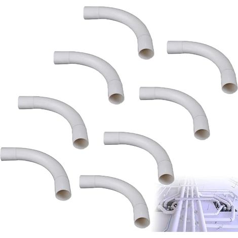 Coudes pour Tube Isolant,8pcs Tube Électrique Manchonné en PVC,90 Degrés Connecteur Raccord de Tuyau,Coudes de Tuyau pour Extérieur et Intérieur,20mm (1/5)