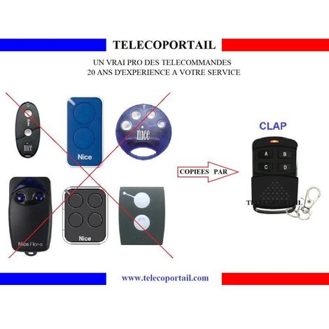CLAP TELECOMMANDE COPIEUSE MULTIFREQUENCE NICE FLO, VERY VE, ONE, FLOR S, ERA INTI, SMILO (1/2)