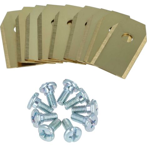 vhbw 9x Replacement Blade compatible with Flymo 1200R Cordless Lawnmower - Cutter Blades, Silver Gold, titanium apatite