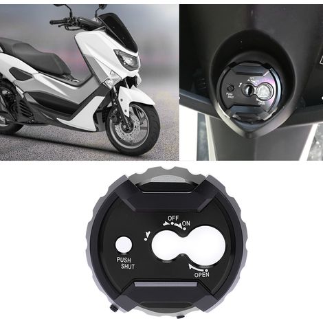 Cache-serrure/cache-clé pour interrupteur électrique compatible avec YAMAHA NMAX 125 150 155 noir (2015-2019). (1/5)