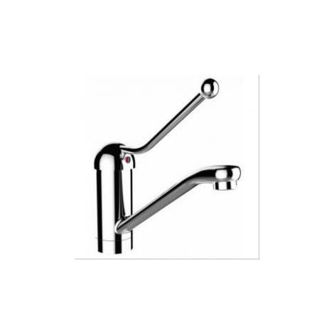 Mitigeur lavabo à bec fixe/orientable et levier médical coudé Sanilab