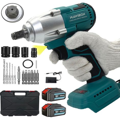 Avvitatore a percussione, trapano a percussione cordless 21V, ruota agli ioni di litio a velocità variabile + 6 punte + 1x5500mAh batteria, compatibile con le batterie Makita. (1/5)