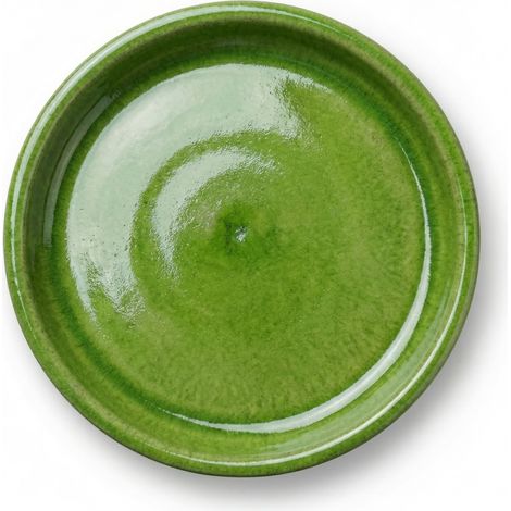 Provencelia Keramik-Untersetzer für Blumentöpfe Ø 28 cm – Apfelgrün – glasiert, frostbeständig & handgefertigt