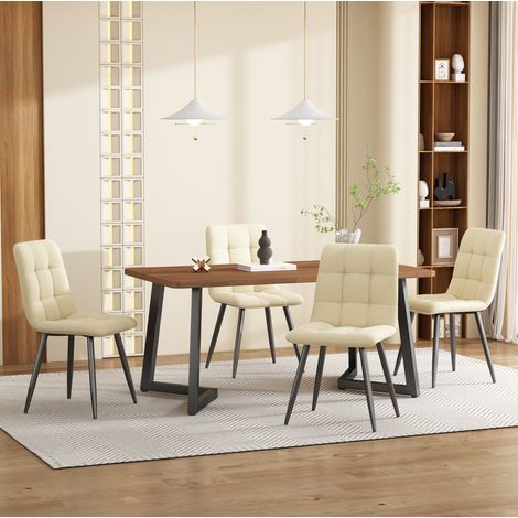 Rechteckiger Esstisch 117x68x75 cm Schwarz/Nussbaum MDF mit Metallgestell, stabil und modern (1/5)