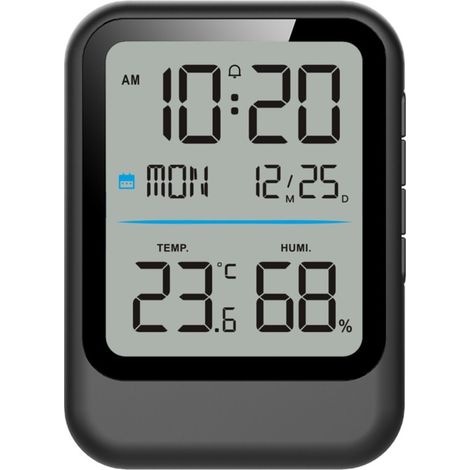 Multifunktionaler elektronischer Wecker, Temperatur-/Feuchtigkeitsanzeige, ewiger Kalender, Schlummerfunktion (für drinnen/Büro)